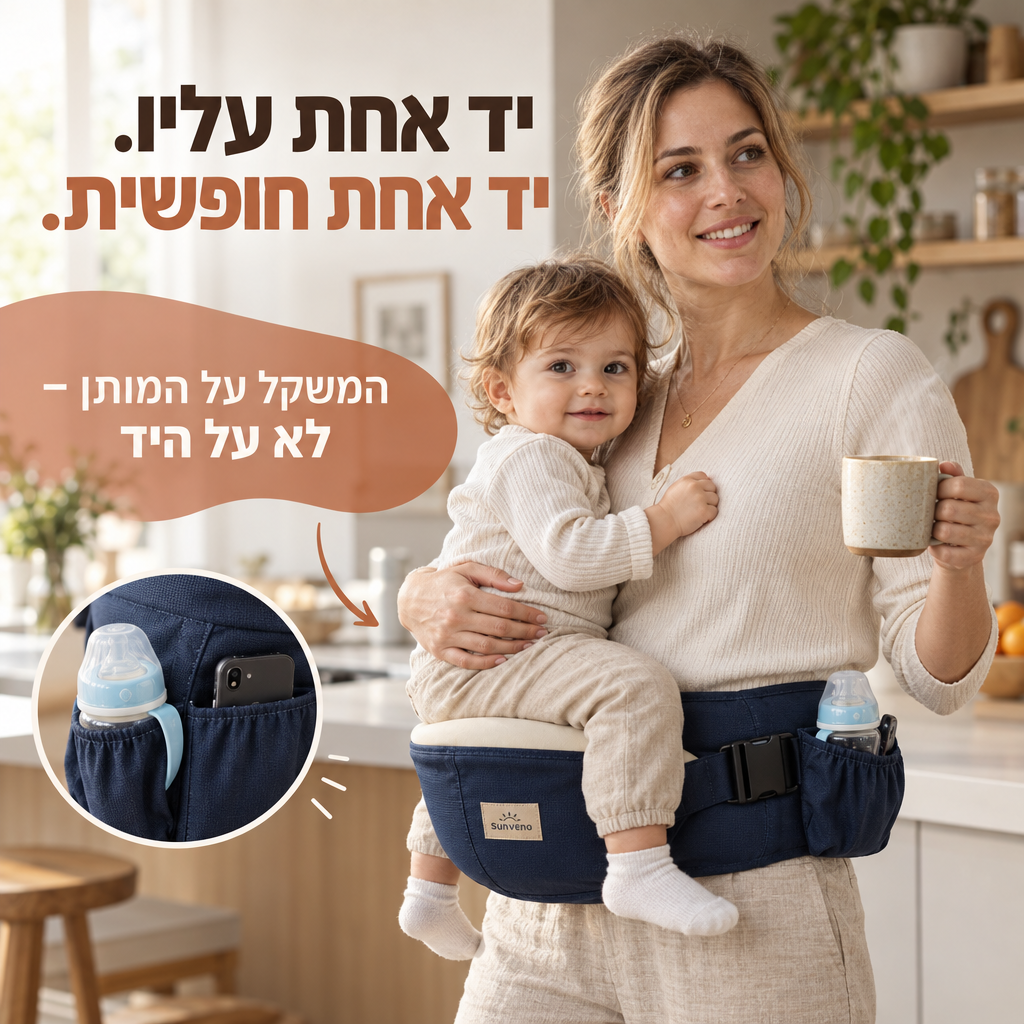 HOPA – מנשא ירך לתינוק עם כיס לבקבוק