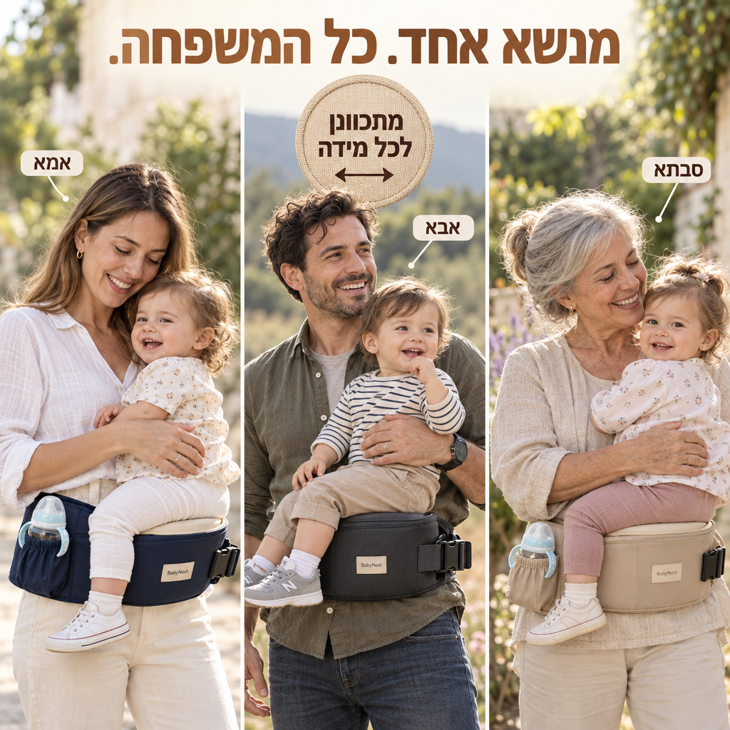 HOPA – מנשא ירך לתינוק עם כיס לבקבוק