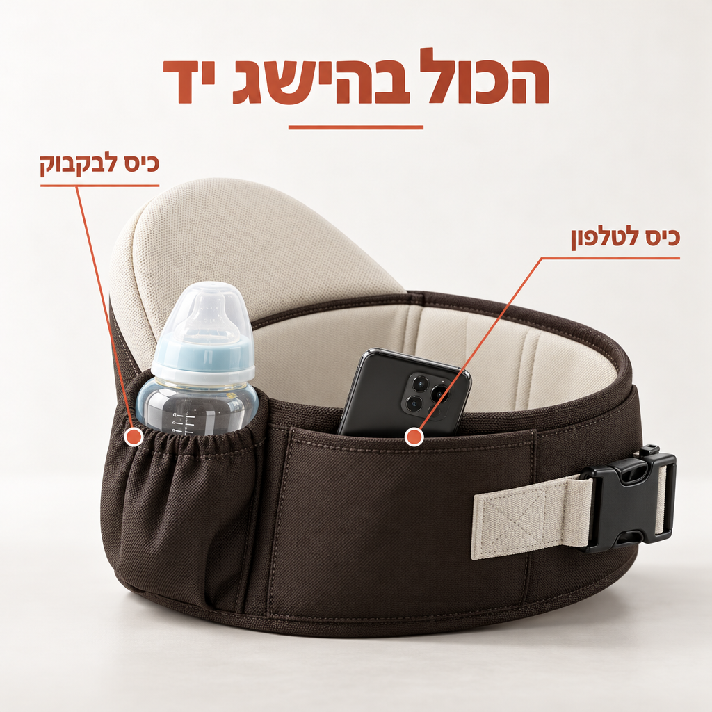 HOPA – מנשא ירך לתינוק עם כיס לבקבוק